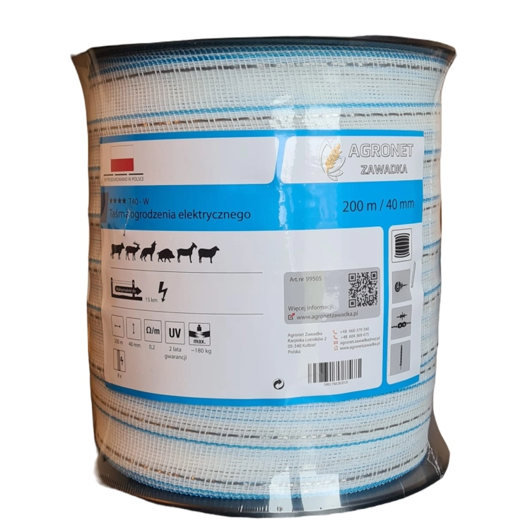 Taśma Agronet Super T40-W 200 metrów konie dziki