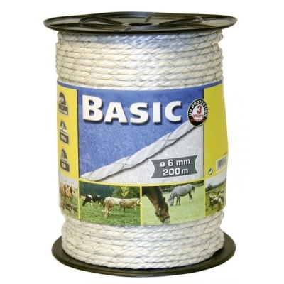 Linka ogrodzeniowa BASIC, 200 m x 6 mm, biała, Kerbl