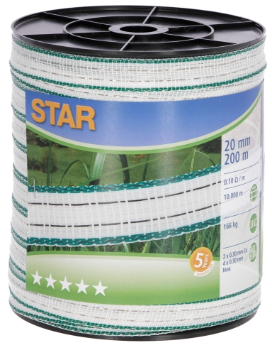 Taśma ogrodzeniowa STAR 200 m x 20 mm biało-zielona Kerbl
