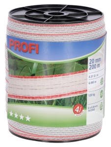 Taśma ogrodzeniowa PROFI, 200m x 20mm, biało-czerwona, Kerbl