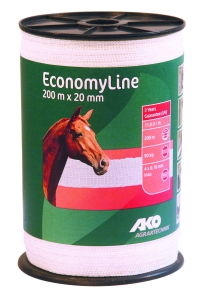 Taśma ogrodzeniowa ECONOMY 200 m x 20 mm, biała, AKO