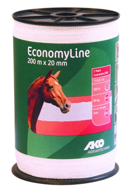 Taśma ogrodzeniowa ECONOMY 200 m x 20 mm, biała, AKO