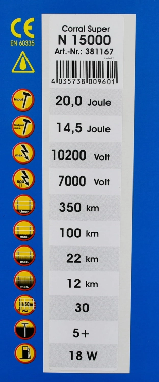 Elektryzator sieciowy Corral N 15000 na dziki dla koni byków bydła owiec i kóz 14,5 J