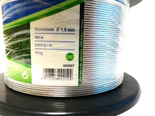 Drut aluminiowy do ogrodzeń elektrycznych dla koni i bydła, 1,8 mm, 400 m, Kerbl