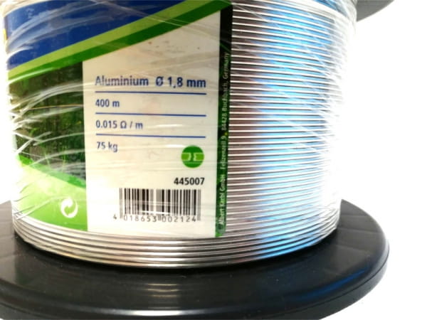 Drut aluminiowy do ogrodzeń elektrycznych dla koni i bydła, 1,8 mm, 400 m, Kerbl