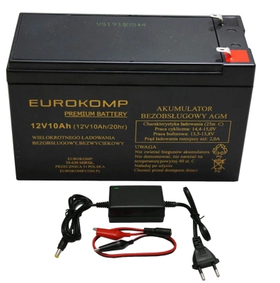 Akumulator z ładowarką do pastuchów elektrycznych 12V 10Ah