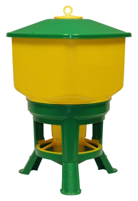 Karmidło automatyczne dla drobiu, duże, 40 l, zielono-żółte, Novital