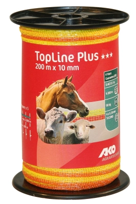 Taśma ogrodzeniowa TOP LINE PLUS Tricond, 200 m x 10 mm, żółto-pomarańczowa, AKO