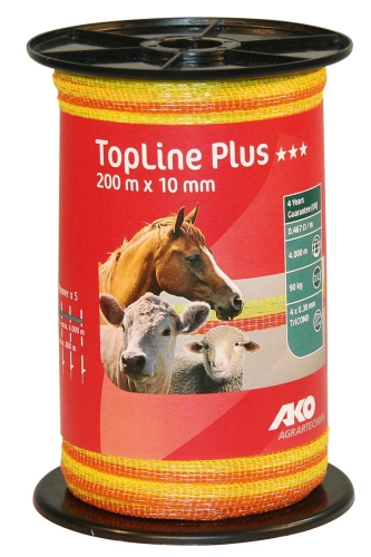 Taśma ogrodzeniowa TOP LINE PLUS Tricond, 200 m x 10 mm, żółto-pomarańczowa, AKO