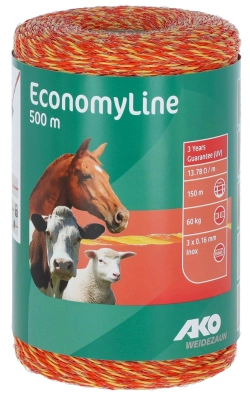 Plecionka ogrodzeniowa ECONOMY, 500 m, żółto-pomarańczowa, AKO