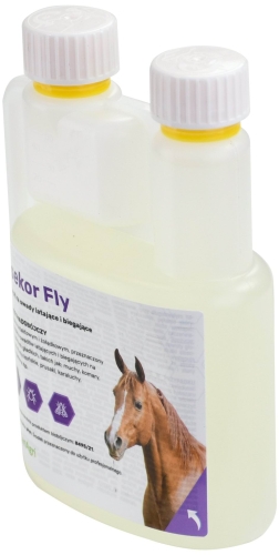 Preparat na owady latające i biegające do polewania skóry zwierząt ASEKOR FLY, bezbarwny, 600 ml