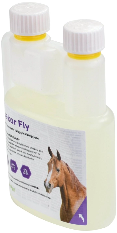 Preparat na owady latające i biegające do polewania skóry zwierząt ASEKOR FLY, bezbarwny, 600 ml