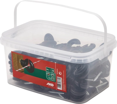 Izolator pierścieniowy do drutu i plecionki z wkrętem Compact, czarny, 90 szt, AKO