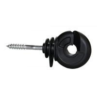 Izolator wkręcany w drewno do drutu i plecionki  koloru czarnego - 25  sztuk