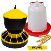 Poidło + karmnik dla drobiu kaczek gęsi kur 6l +6 kg