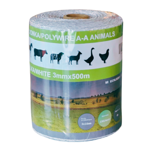 Plecionka Animals 500m do ogrodzeń elektrycznych biała