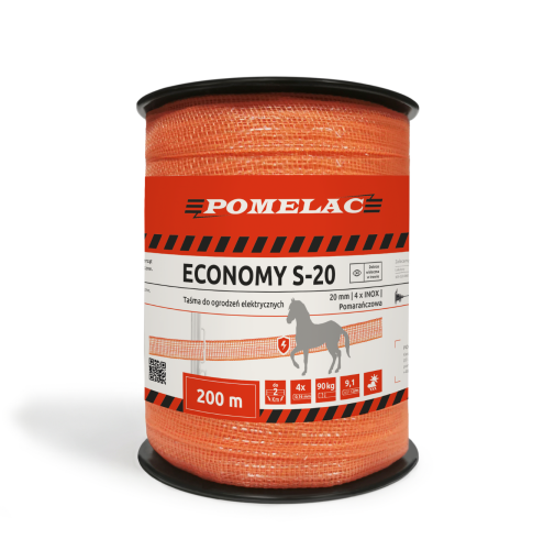 Taśma Pomelac pastuch konie 200 mb/20 mm orange