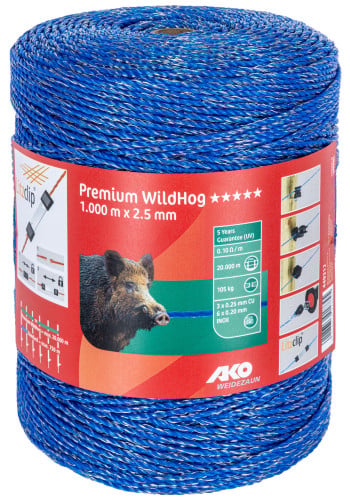 Plecionka ogrodzeniowa na dziki PREMIUM WILD HOG, 2,5mm x 1000 m, niebieska, AKO