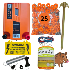 Gotowy pastuch elektryczny zestaw na dziki mocne zwierzęta Unitra S-5500