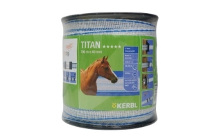 Taśma ogrodzeniowa TITAN 40 mm x 100 m Kerbl – biało-niebieska