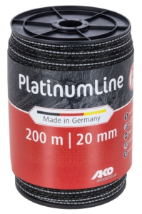 Taśma ogrodzeniowa Platinum Line 20mm x 200m czarno-biała AKO