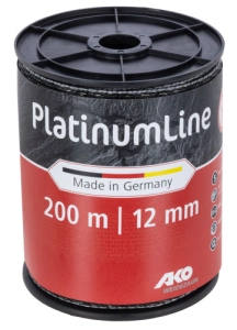 Taśma ogrodzeniowa Platinum Line 12mm x 200m czarno-biała AKO