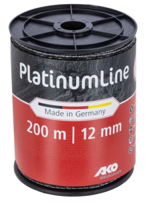 Taśma ogrodzeniowa Platinum Line 12mm x 200m czarno-biała AKO