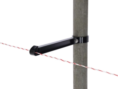 Izolator dystansowy do plecionek linek i taśm do okrągłych słupków Ø60 mm czarny AKO