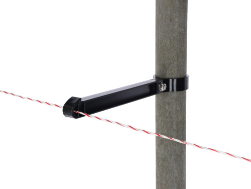 Izolator dystansowy do plecionek linek i taśm do okrągłych słupków Ø60 mm czarny AKO