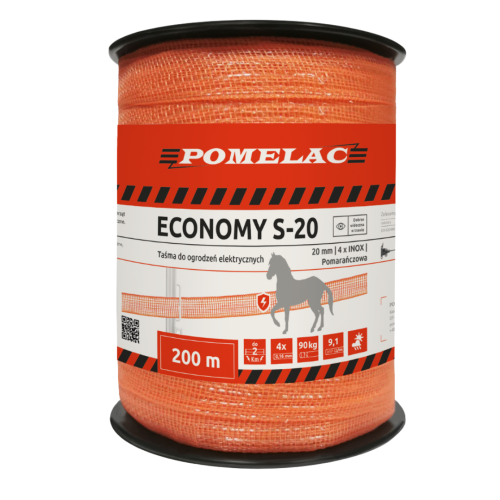 Taśma Pomelac pastuch konie 200 mb/20 mm orange