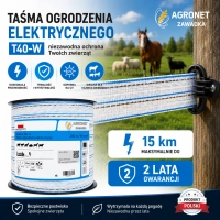 Taśma Agronet Super T40-W 200 metrów konie dziki