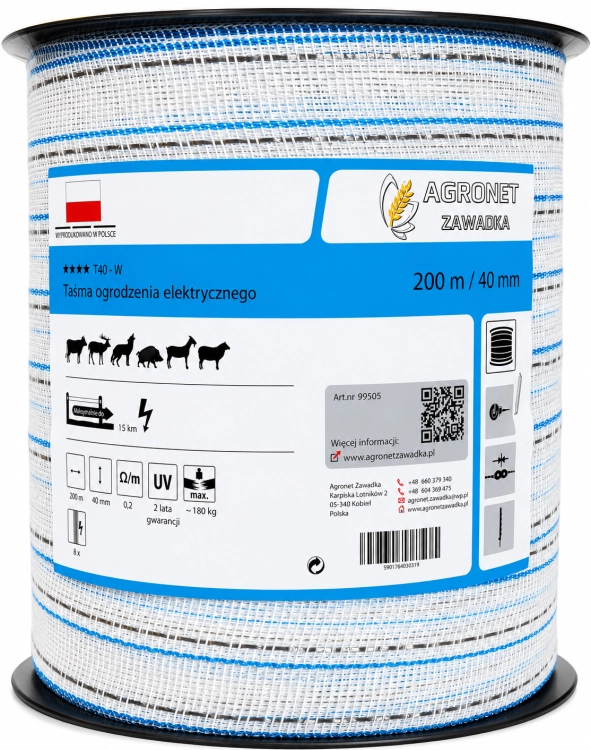 Taśma Agronet Super T40-W 200 metrów konie dziki