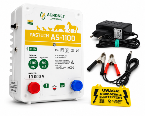 Pastuch elektryczny polski elektryzator uniwersalny Agronet AS-1100 12V/230
