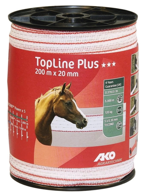 Pastuch taśma dla koni Ako TopLine  Plus 20 mm/200 m